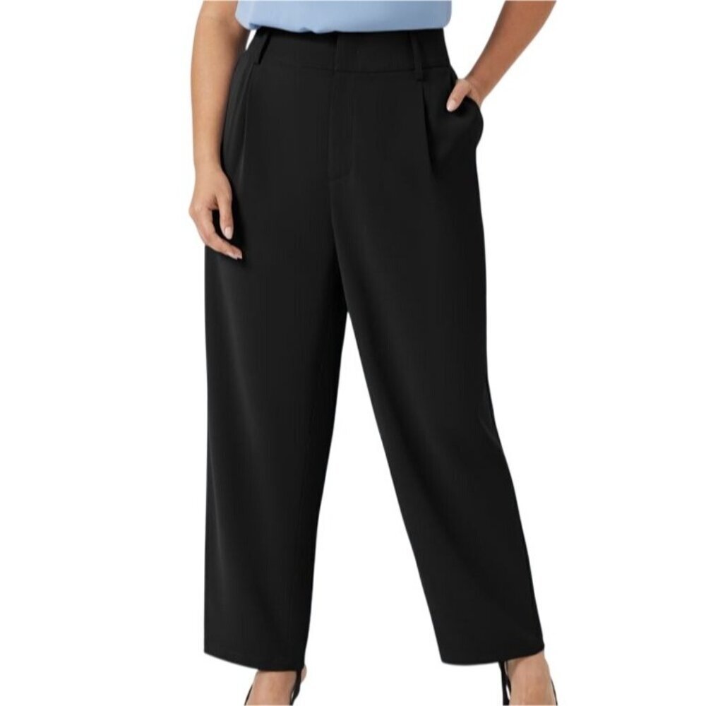 Halara Flex High Waisted Pocket Solid Work Tapered Pants~Size L~Black NWT L5 22